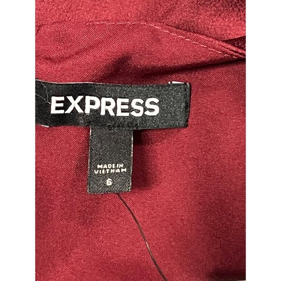 Express Size 6 Ruffle Burgundy Evening Maxi Dress Hi Low Sleeveless V-Neck New - Picture 6 of 8